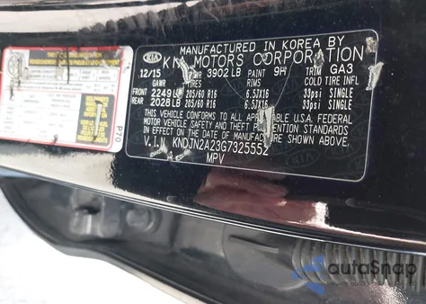 2016 Kia Soul из США, поврежденный, VIN KNDJN2A23G7325552